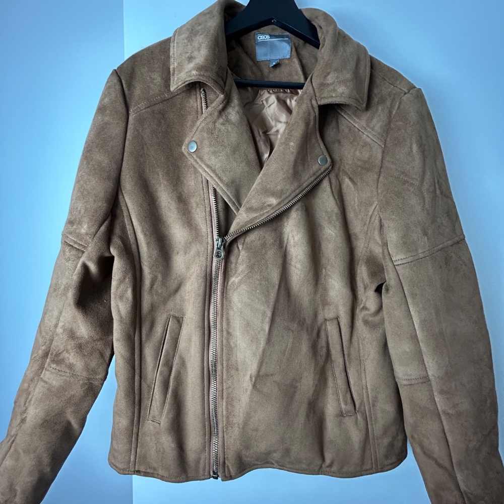 ASOS Tan Vegan Suede Jacket - Picture 2 of 6